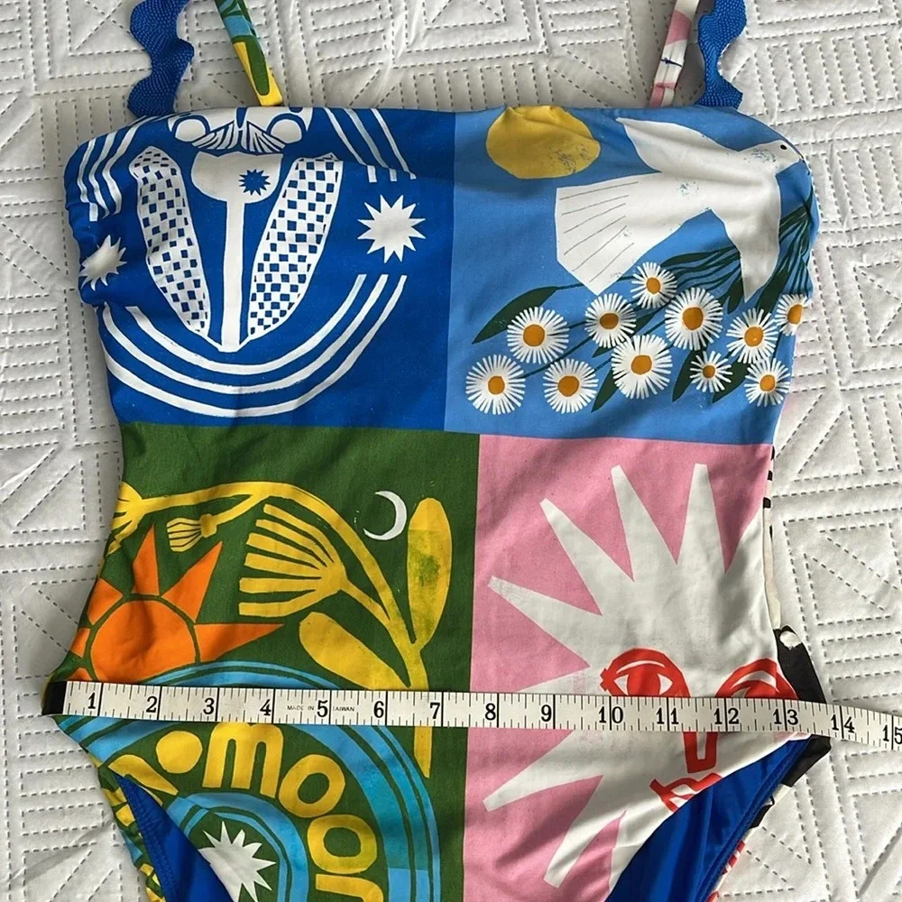 Anthropologie Anisa Makhoul Patchwork One-Piece Swimsuit Size Large - Picture 6 of 9